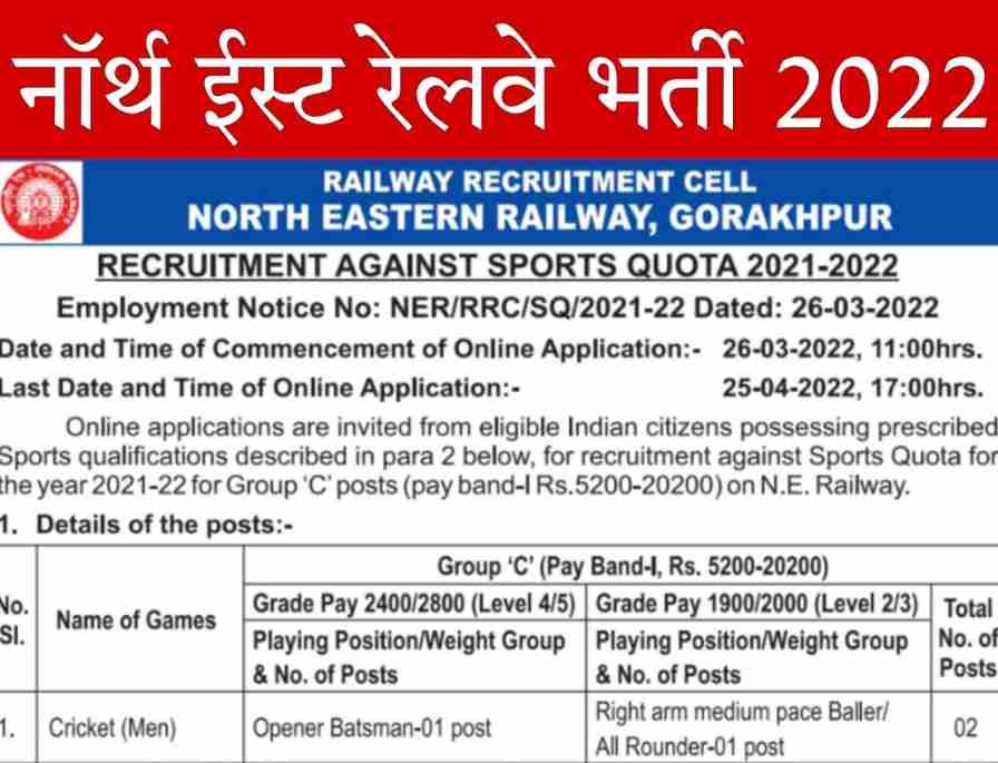 NER Railway Bharti 2022