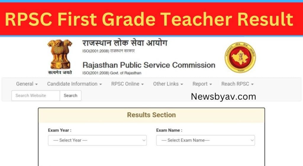 RPSC First Grade Teacher Result 2023 Check Here