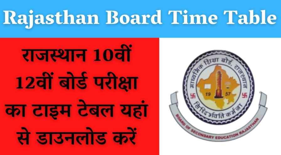 Rajasthan Board Time Table 2023 (10th 12th Board)