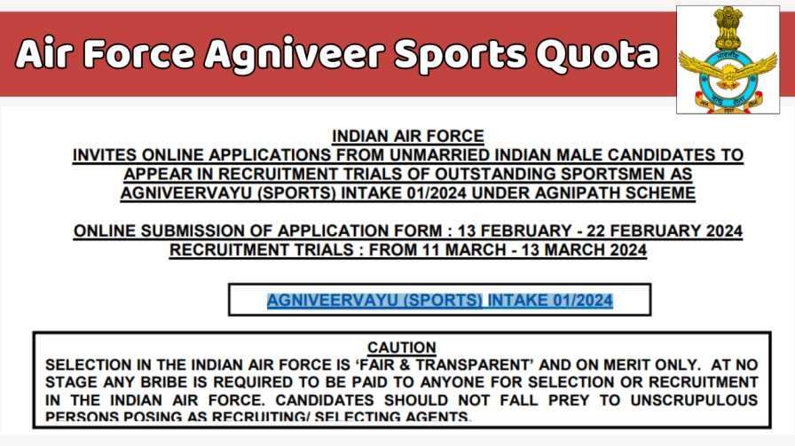 Airforce Agniveer Sports Quota Bharti 2024